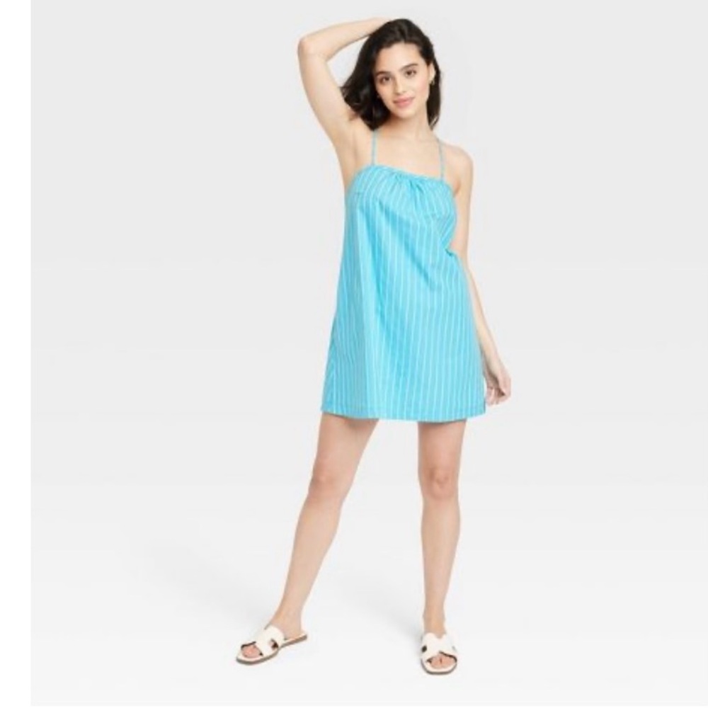 Sleeveless Shift Mini Dress blue striped -A New Day